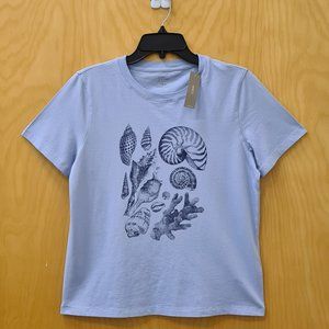 NWT J. Crew Seashell Graphic T-shirt Small blue/purple color NEVER worn